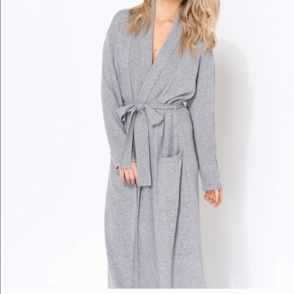 Arlotta 100% Cashmere Long Maxi Duster Robe Grey Women’s Size M/L Soft Luxurious - Picture 2 of 16